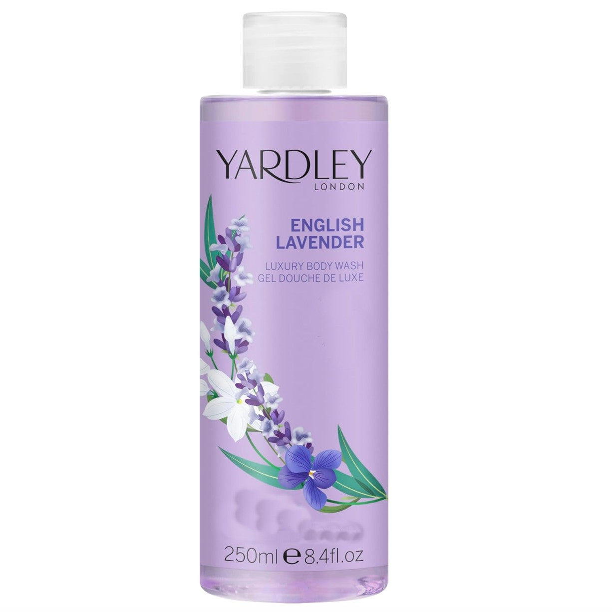 Yardley London English Lavender Body Wash, Floral Womens Shower Gel with Shea Butter, Cleansing and Hydrating Body Wash for Women 250ml