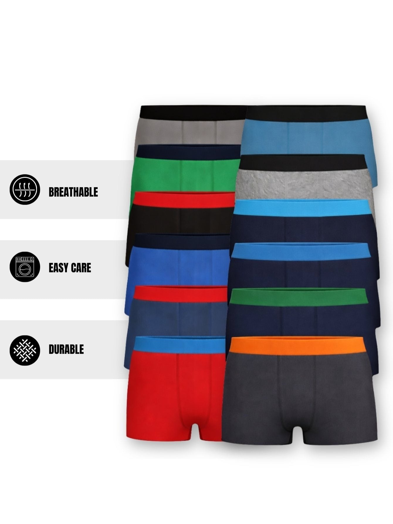 12 Pack Boys Boxers Ages 5-13 Years – Soft & Breathable Cotton Boys Boxer Shorts – Durable Multipack Kids Boxers - Breathable & Anti Chafing Cotton Boxer Shorts for Kids