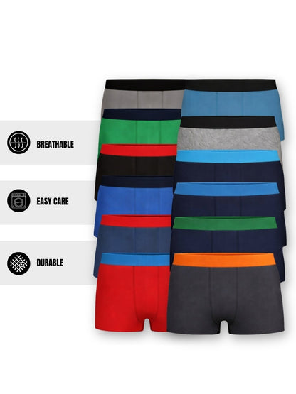 12 Pack Boys Boxers Ages 5-13 Years – Soft & Breathable Cotton Boys Boxer Shorts – Durable Multipack Kids Boxers - Breathable & Anti Chafing Cotton Boxer Shorts for Kids