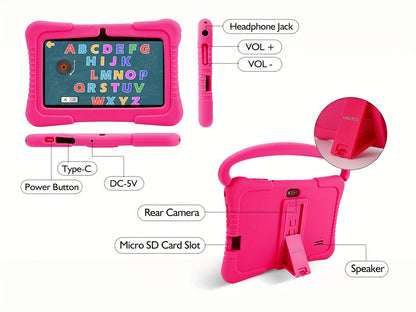 Kids Tablet, Tablet, 7-Inch Kids Tablets 32GB ROM 2GB RAM Android Tablet for Kids with 2.4G Wifi, GMS, Eye Protection, Educational, Parental Control, Tablet with Silicone Case, Pad, Tablet, Pad
