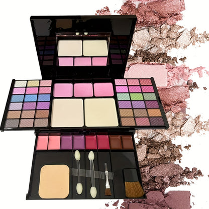 All-in-one Multifunctional Makeup Kit, Featuring 49-shade Eyeshadow Palette, Waterproof Nude Lipstick, Blush, and Setting Powder. The Complete Makeup Set Includes 36 Eyeshadow Shades + 3 Blush Shades + 2 Powder Shades + 8 Lip Gloss Shades