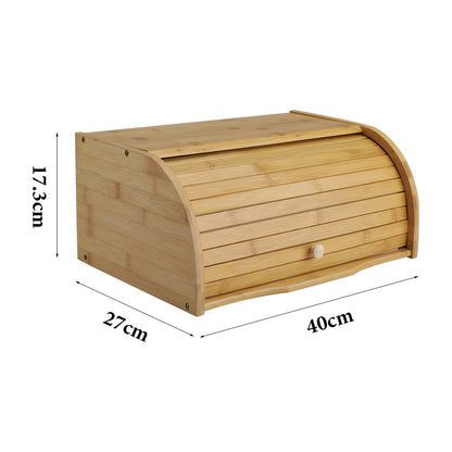 Bamboo Bread Bin Countertop Bread Storage for Kitchen with Roll Top Lid, Large Capacity Containers for Bread, Spice, Kitchen Stool, Fruits, Snack, Natural