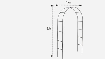 Metal Black Garden Arch Arbor (2.4m) – Powder-Coated Steel Frame Pergola for Climbing Plants, Roses, Weddings & Outdoor Decorations