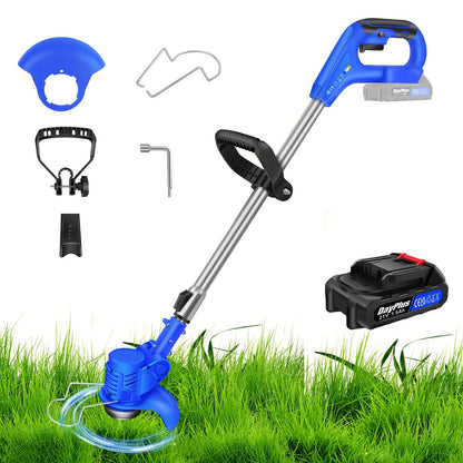 Machine Only Lightweight Cordless Electric Lawn Mower, Adjustable Length with Easy Grip Handle, 2-in-1 Lawn Trimmer