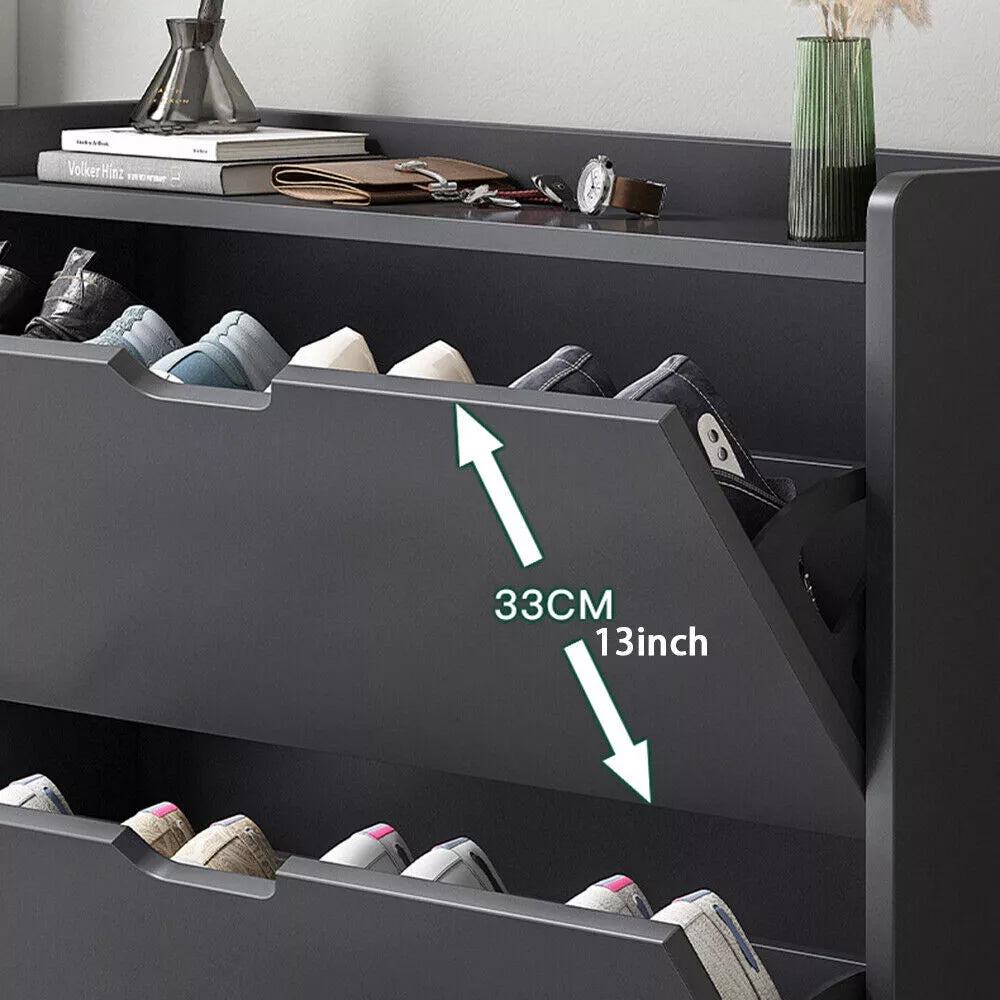 Shoe Cabinet with 2-Drawers, Storage Shoe Rack Organizer with Cut-out Handles, Entryway Hallway Furniture