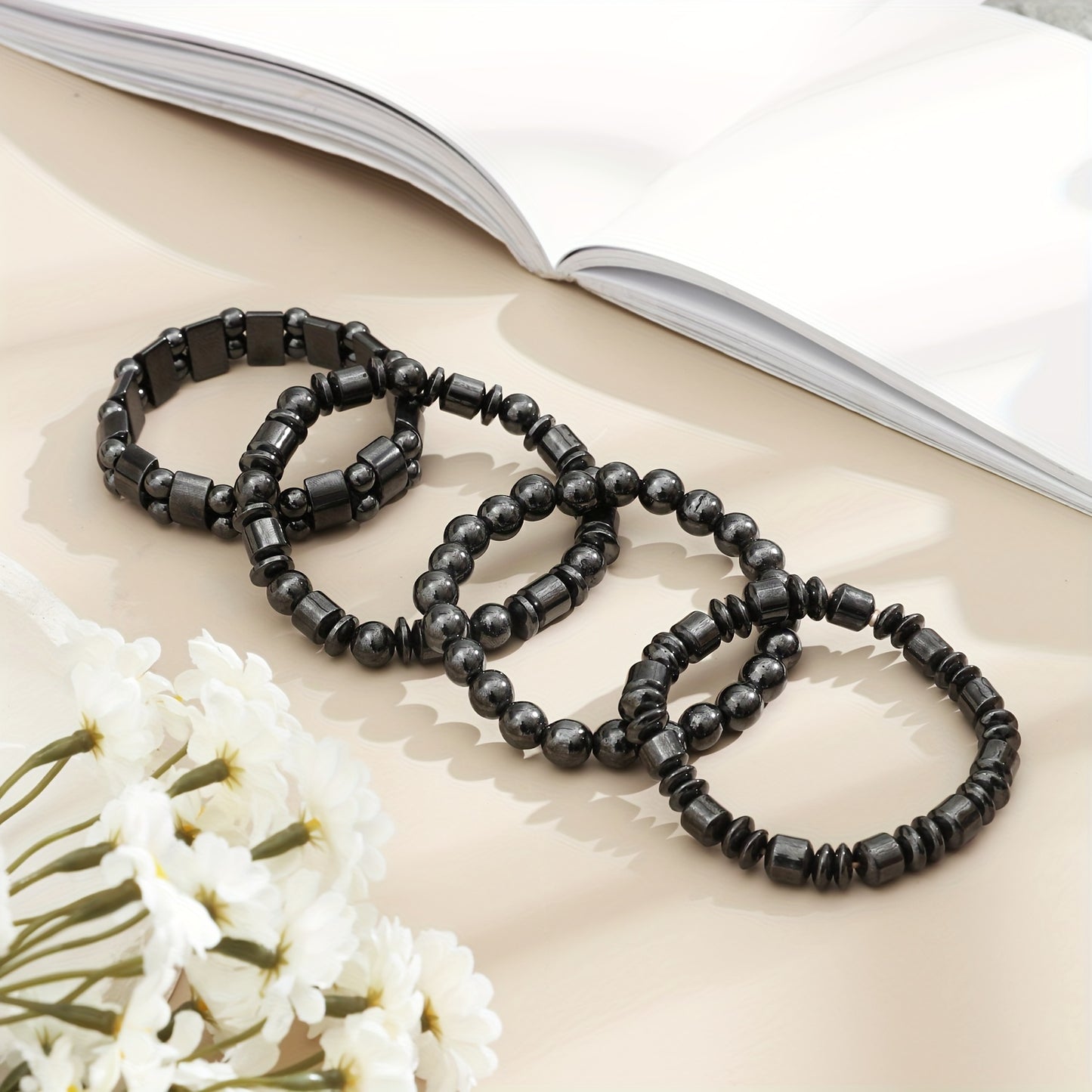 4pcs Men'S Fashion Sports Black bangle bracelet Handcrafted Retro-Style Body Jewelry Creative Handsome Gift