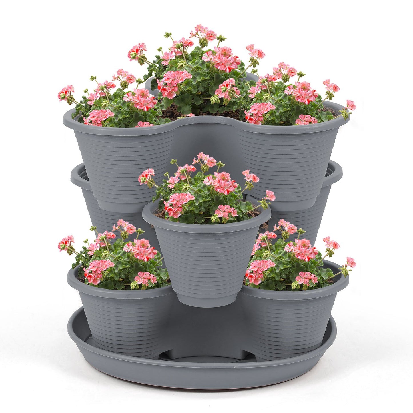 Taylor & Brown 3 Tier Stackable Strawberry, Herb, Flower, and Vegetable Planter - Vertical Growing Garden Tower Indoor/Outdoor Planters Tri-Pot