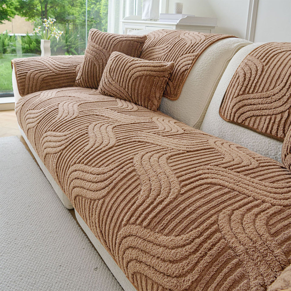 1pc Bohemian Style Soft Plush Sofa Cover, Pet-Friendly Non-Slip Couch Protector Covers, Machine Washable Polyester, All-Season Comfort for Living Room, Bedroom, Office Decor, Sectional Sofa Cover| Warm Home Decor| Machine Washable Furniture Protector Cove