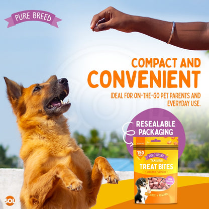 Dog Training Treats Chicken Flavour 6 Pack 600g – Bite Size Low Calorie Reward Snacks for All Breeds, Resealable Packs | Pure Breed Training Treat Bites
