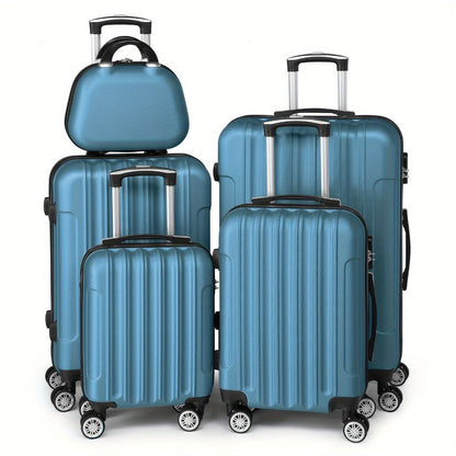 5-Piece ABS Hard Shell Luggage Set with Spinner Wheels – 12 16 20 24 28 Inch Suitcase Set, Lightweight Telescopic Handle, 5 Colours | Free UK Delivery