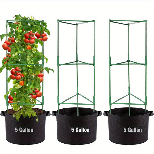 [For Indoor/Outdoor] 3pcs Large Capacity Box-Style Tomato Planting Bags, Designed in a Gardening Style, Heavy-Duty Non-Woven Fabric Plant Pots of 18.93 L, Equipped with Handles, Suitable for Indoor And Outdoor Use