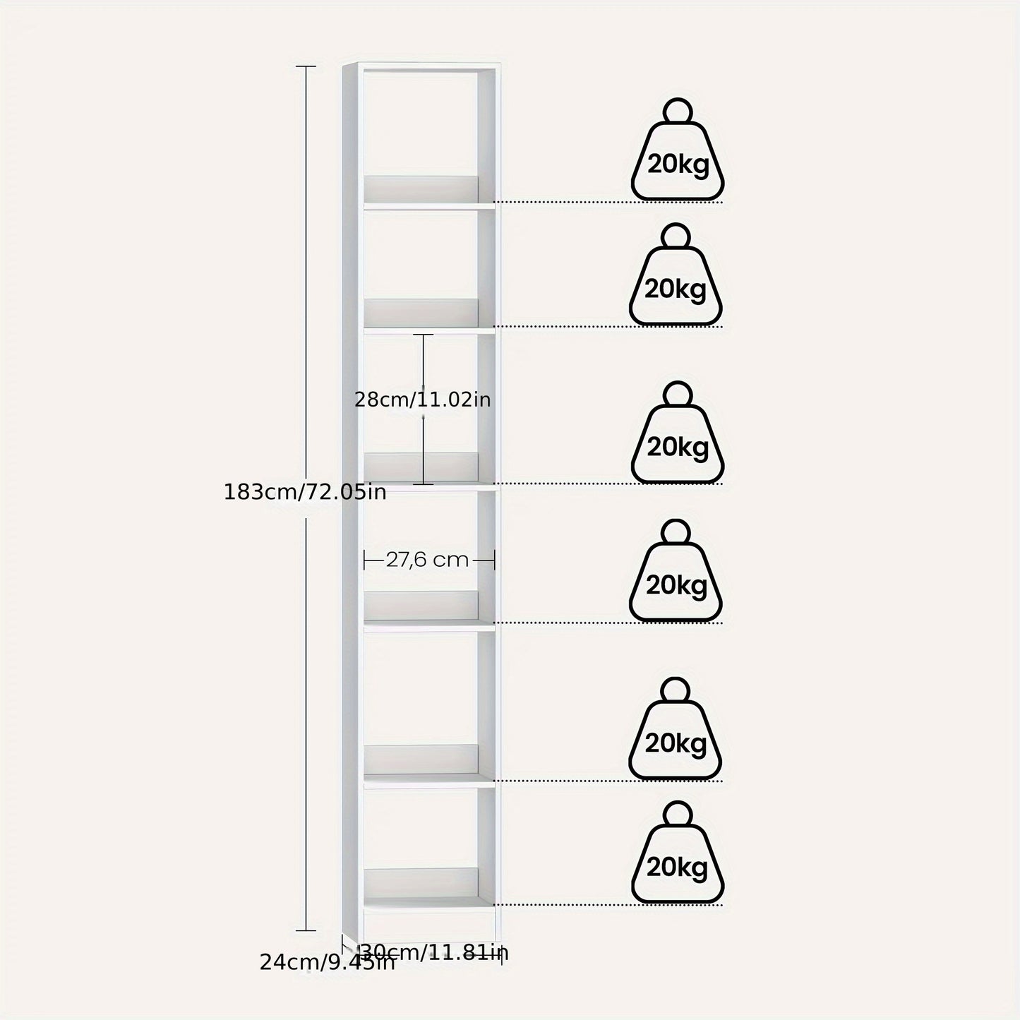 [Modern Bookshelf] Modern 6 Tier Bookshelf | Wooden Open Bookcase, Cube Storage & Display Rack for Living Room, Home Office, Bedroom - White, Contemporary Furniture, Minimalist Design, Particle Board, Hardwood Construction, Modular Shelving, Bookcase Orga