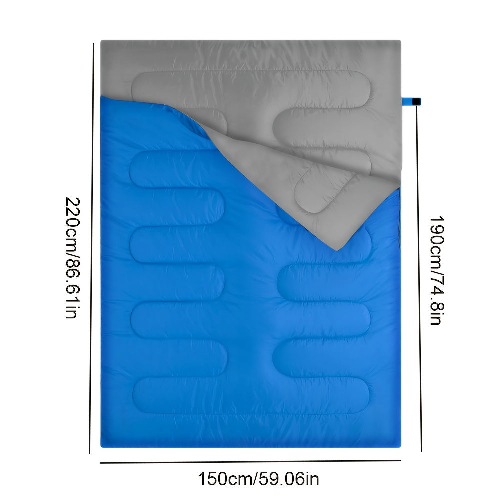 Super Warm Camping Sleeping Bag And Hood, Super Fiber Fabric, Ideal For Outdoor Camping, Camping Accessories, Lightweight Survival Sleeping Bag, Portable Sleeping Bag Suitable For All Seasons, Hiking, Outdoor Activities-Zipper Closure, Double Person