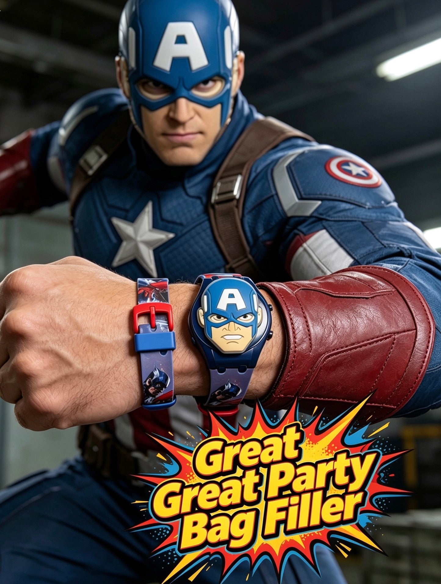 Marvel Kids Toys Light Up Watch for Boys & Girls – Hulk, Spider-Man, Iron Man & Captain America Toy Watch – Adjustable Watch Strap – Party Bag Fillers Kids – Fidget Toys – Toys for Boys Ages 3+