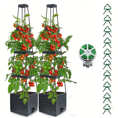 2pcs Tomato Planter with Trellis, Raised Garden Bed Planter Box with Trellis, Tomato Cage Planter Raised Garden Bed, for Climbing Plants Vegetable Vine  Outdoor & Indoor