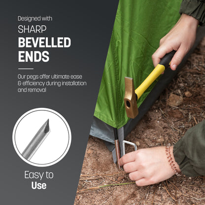 Keplin - 50/100/101 U-Shaped Metal Garden Pegs - 15cm Heavy-Duty Stakes - Designed for Reuse - Corrosion-Resistant Pins - Sharp Bevelled Ends Ideal for Setting up Camping Tents, Enhancing Lawn Landscaping, and Meeting Various Site Needs