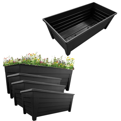 4 Large Black Grosvenor Trough Planter For Home, Office, Balconies, Gardens, Greenhouses & Patios