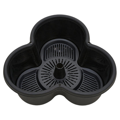 The three-dimensional three-petal flowerpot, strawberry pot, can be multi-layered for vegetable and fruit planting. It is made of pp plastic with five layers, black/ white/ green, and measures 31.5*31.5**13.5cm