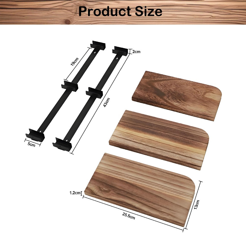 Rustic 3-Tier Corner Shelf Wall Mounted Wooden Floating Storage Rack for Bedroom Living Room Bathroom Kitchen Office Antique Display with Durable Metal Brackets