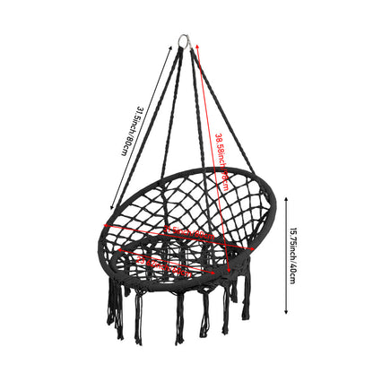 Balcony Rocking Chair, Courtyard Woven Hanging Basket, Hanging Cotton Rope Iron Ring Hanging Chair, Suitable for Indoor, Outdoor, Home, Balcony, Courtyard, Garden, Maximum Load Capacity: 200kg, Material: Iron Ring, Cotton Rope (No Include Cushion)