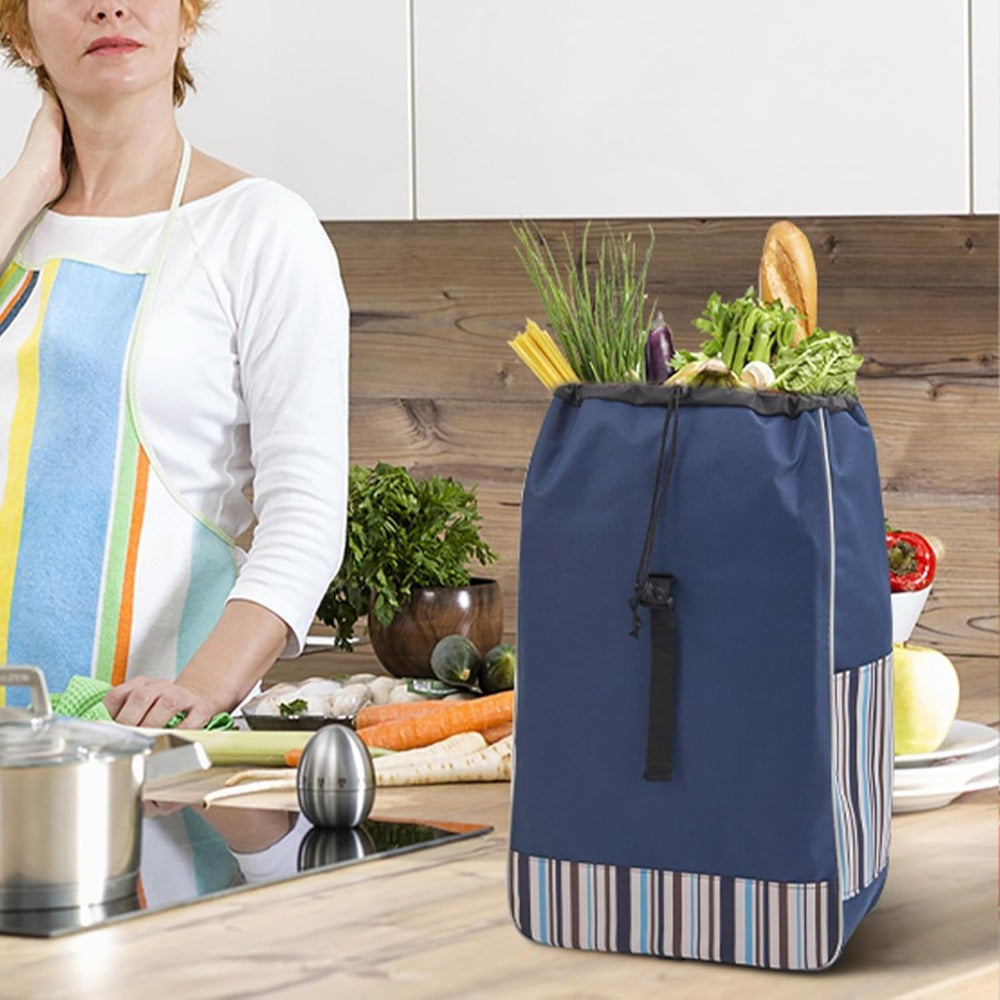 Shopping Trolley Replacement Bag Blue – Foldable Lightweight Bag with Sturdy Handles & Side Pockets for Grocery Shopping, Supermarket, Travel & Errands, 33x20x57cm (Bag Only)