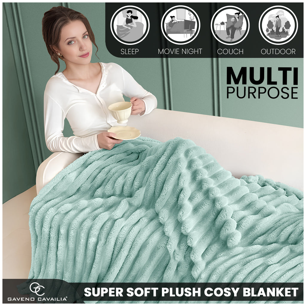 GC GAVENO CAVAILIA Ribbed Fleece Throw – 150 x 200cm