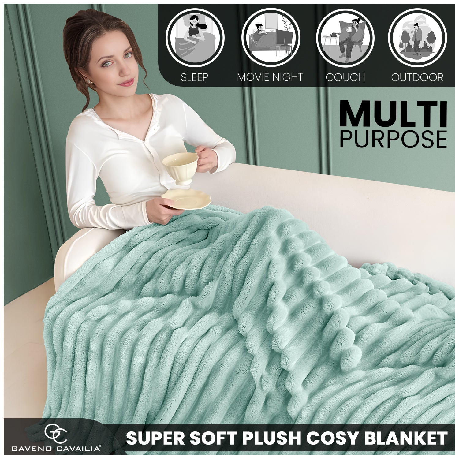 GC GAVENO CAVAILIA Ribbed Fleece Throw – 150 x 200cm