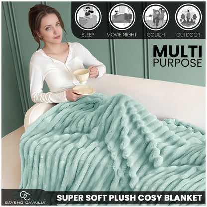 GC GAVENO CAVAILIA Luxury Ribbed Throw Blanket, Ultra-Soft and Cosy Plush Fleece, Lightweight Decorative Sofa Bed Cover, Perfect for All Seasons, Size 150x200cm, Premium Quality Polyester, Stylish Design for Home Comfort | Fast Dispatch from Local Warehou