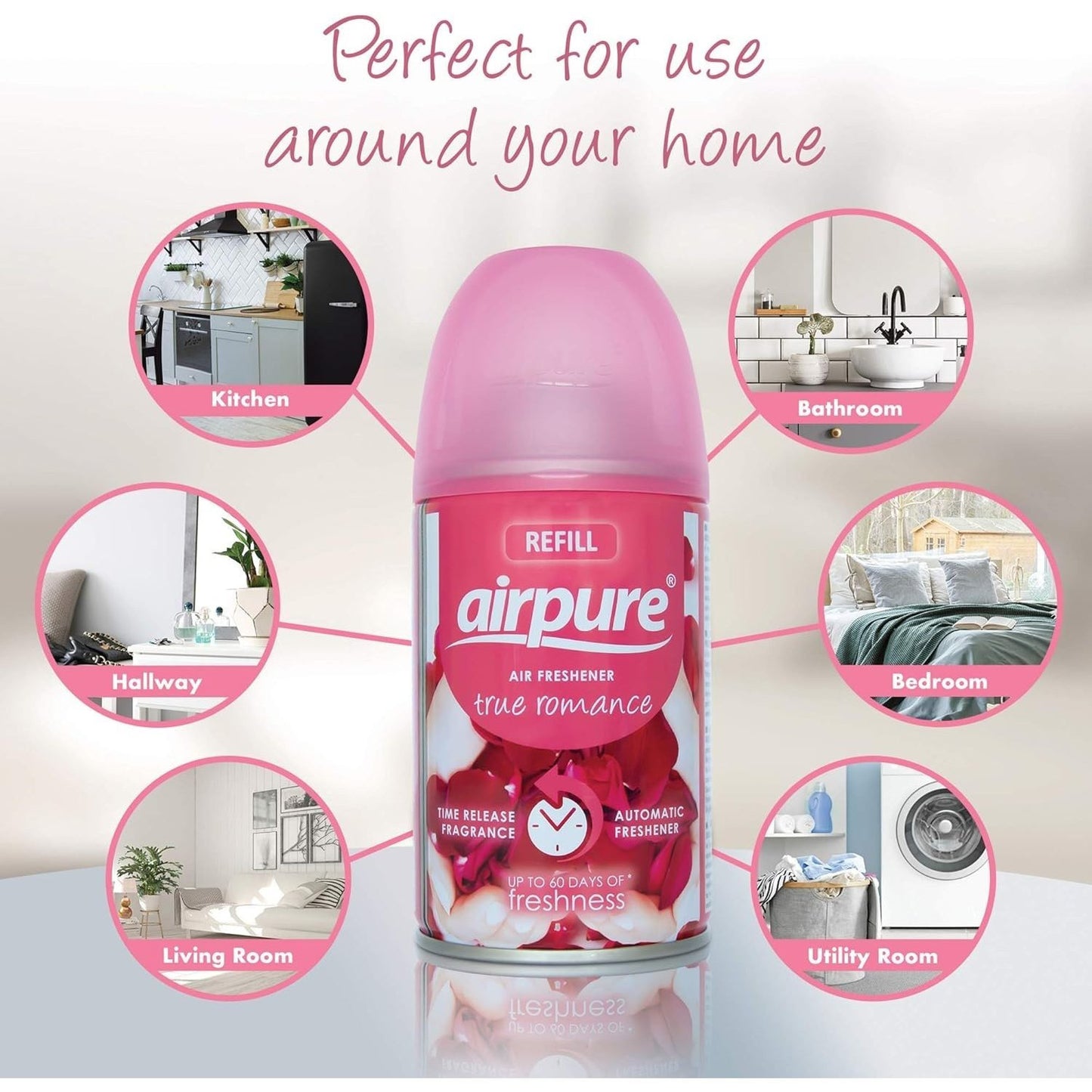 3 x Airpure True Romance Room And Fabric Spray 250ml Each Refreshing Fragrance Spray For Home And Living Spaces