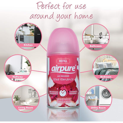 3 x Airpure True Romance Room And Fabric Spray 250ml Each Refreshing Fragrance Spray For Home And Living Spaces