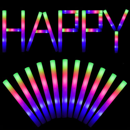 42pcs LED Foam Light Up Sticks Bulk - 3-Color Flashlight Party Favors for Weddings, Sports Events, Concerts, Camping & Glow Party Celebrations