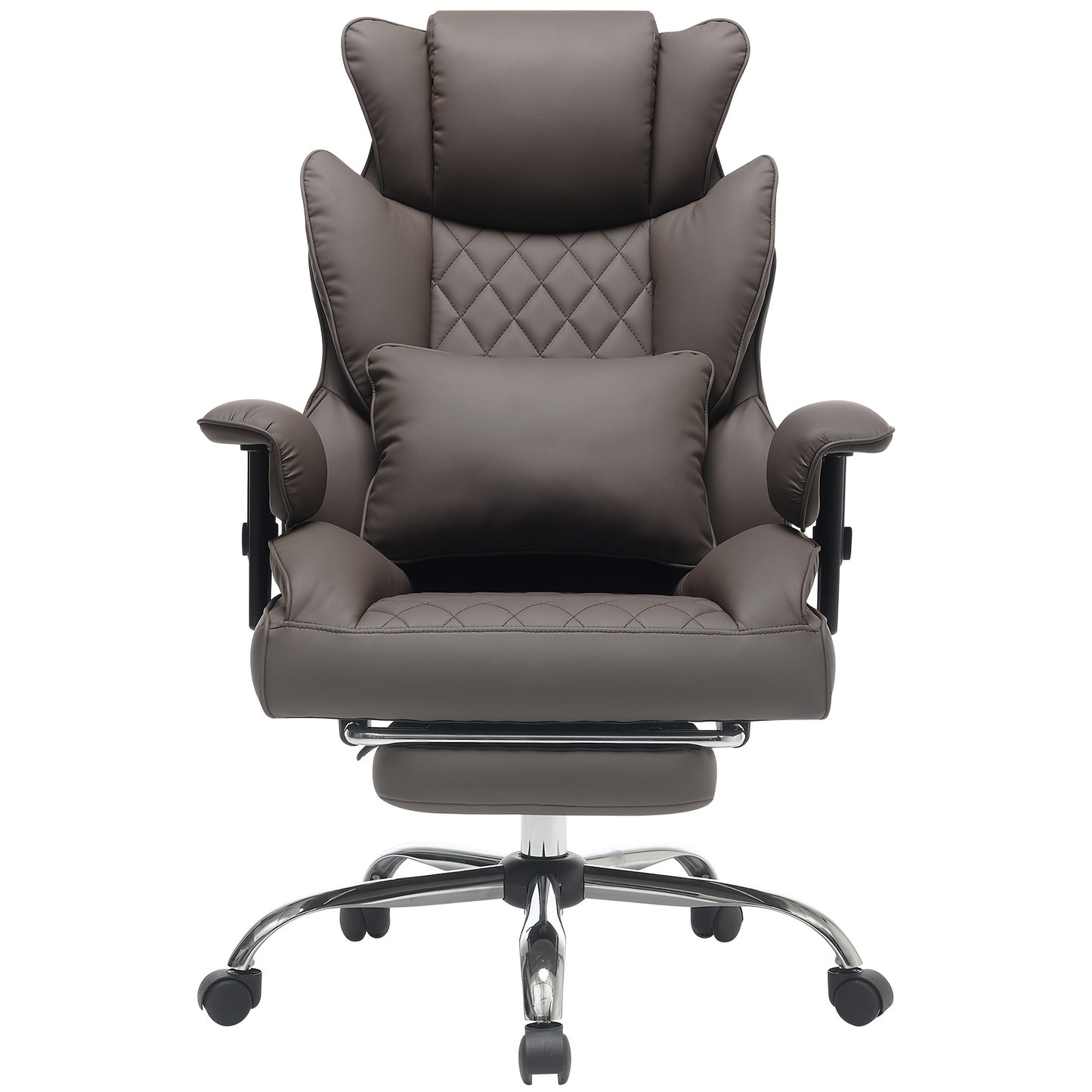Big And Tall Ergonomic Office Chair With Footrest, Extra Wide & Lumbar Support, Soft Fixed Armrests Comfortable Computer Desk Chair For Home Or Office