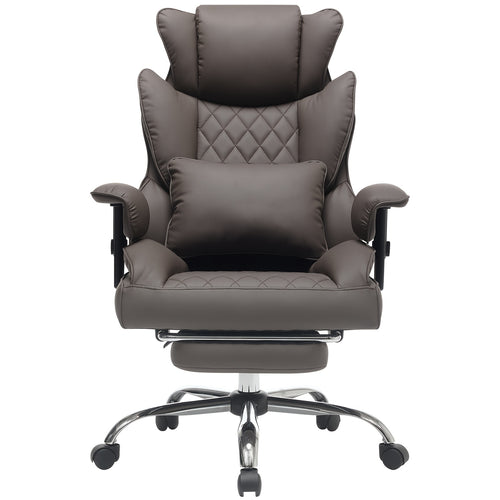 Big And Tall Ergonomic Office Chair With Footrest, Extra Wide & Lumbar Support, Soft Fixed Armrests Comfortable Computer Desk Chair For Home Or Office