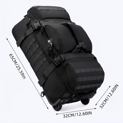 Extra Large Wheeled Travel Duffel & Luggage Organizer - Luxury Outdoor Rolling Backpack, 80L Multi-Pocket Layered Storage, Ideal for Hiking & Camping, with Two-Way Zippers and Secure Buckles