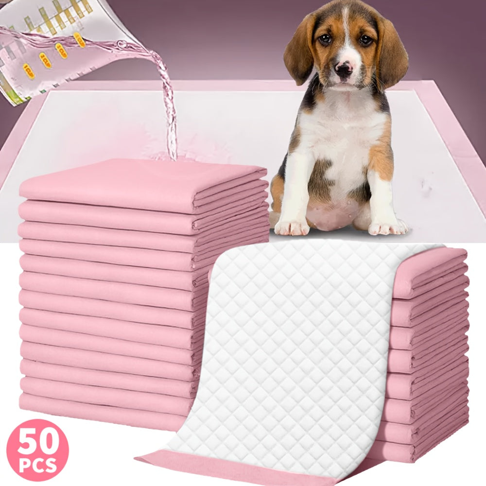 Puppy Training Pads, Enhanced Absorbent Plush Pee Pads Made From Non-Woven Fabric, for Dogs And Cats, Suitable for Large Breeds, 50 pcs, Pink