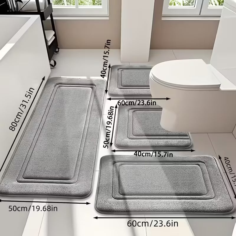 14pcshigh-End Bathroom Mat, 4pcs Premium Mat+Set of 10 Disposable Toilet Seat Cushions - Quick Drying Memory Sponge, Machine Washable, Thick Anti Slip Carpet, Suitable for Shower Rooms, Kitchens, Laundry Rooms - Soft And Comfortable Home Decoration