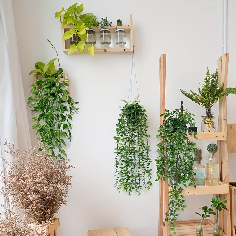 Artificial Hanging Plants With Pots Fake Vine Hanging Leaves Home Wall Decor
