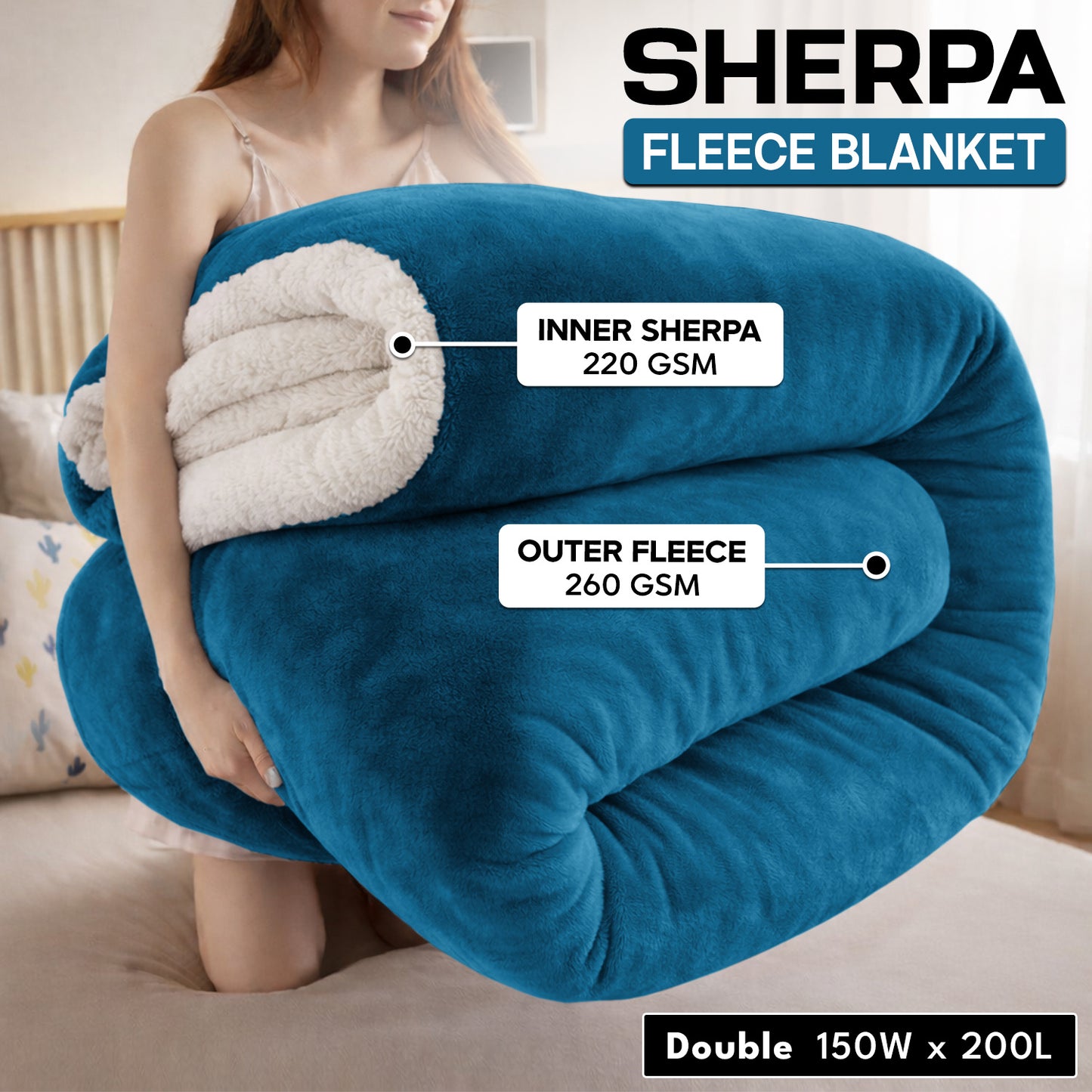 1pc Luxurious Double-Sided Sherpa Throw Blanket – Soft, Warm & Cozy Contemporary Blanket, Machine Washable, Perfect for Couch, Bed, Office & Travel, Ideal Gift