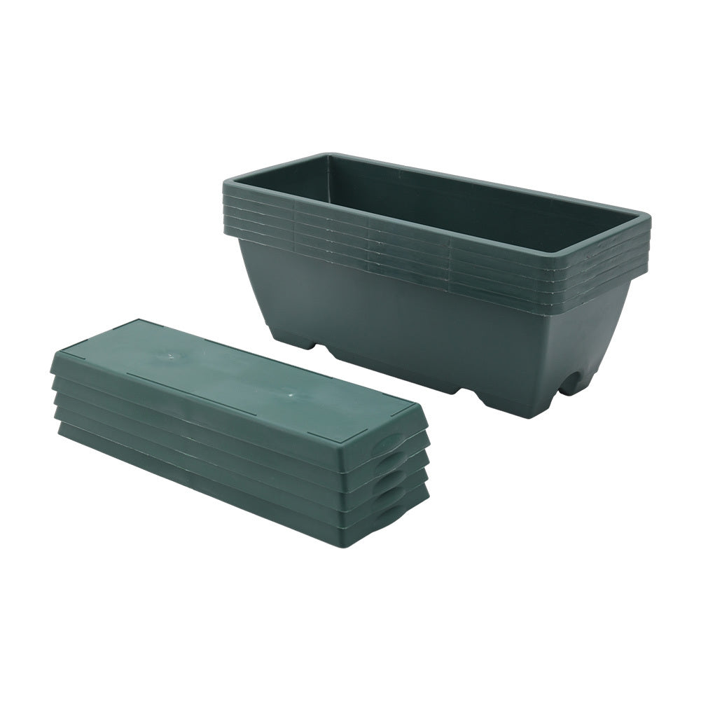 5pcs Balcony Vegetable Basin, Long Strip Horon Basin, Outdoor Creative Plastic Vegetable Planting Box, Available in White, Gray, Dark Green And Brick Red. Available Sizes: L42.5*W17*H14Cm/L49.5*W19*H*14Cm
