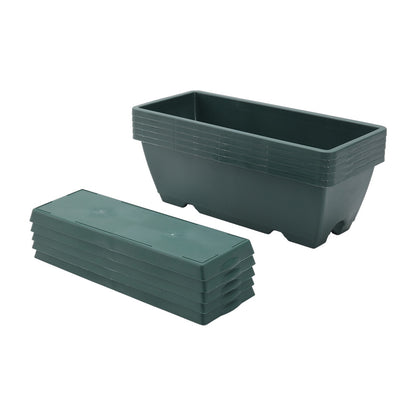 5pcs Balcony Vegetable Basin, Long Strip Horon Basin, Outdoor Creative Plastic Vegetable Planting Box, Available in White, Gray, Dark Green And Brick Red. Available Sizes: L42.5*W17*H14Cm/L49.5*W19*H*14Cm