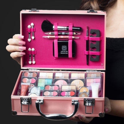 80-Piece Dawn to Dusk Makeup Large Storage Vanity Case Set, Rose Gold Beauty Kit