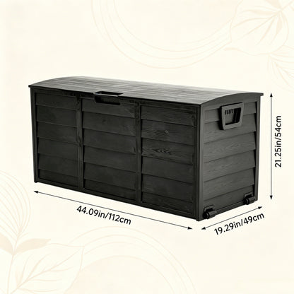 Large Capacity Outdoor Plastic Cushions Storage Box Utility Patio Deck Box with Wheel Lockable Lid Container Case Home Organizer for Parcels, Garden Tools, Clothes, Blankets, Pillows & More 112*49*54cm
