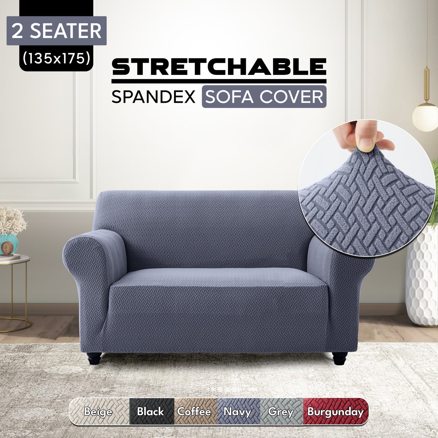 1pc Stretchable Spandex Elastic Sofa Cover – 1, 2, 3 Seater Polyester Spandex Furniture Protector, Anti-Slip Grip & Pet-Friendly, Machine Washable, Perfect for Living Room & Home Decoration