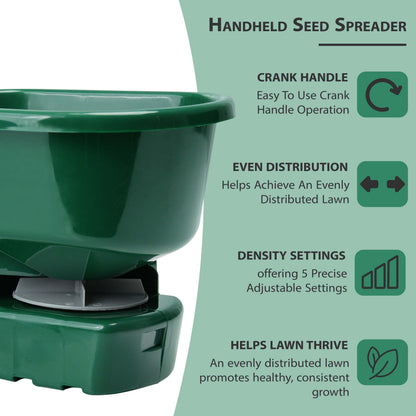 Hand Spreader 3 Liter - Efficient and Precise Rotary Grass Seed Spreader and Lawn Feed Spreader - Made for Effortless Grass Seed and Lawn Fertiliser Distribution
