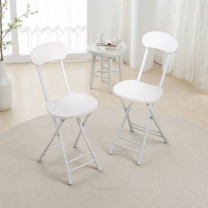 2 or 4 White Dining Chairs with Metal Frame and Wood, Folding Single Chairs Space Saving, Multifunctional Chairs for Outdoor and Indoor Furniture Chairs
