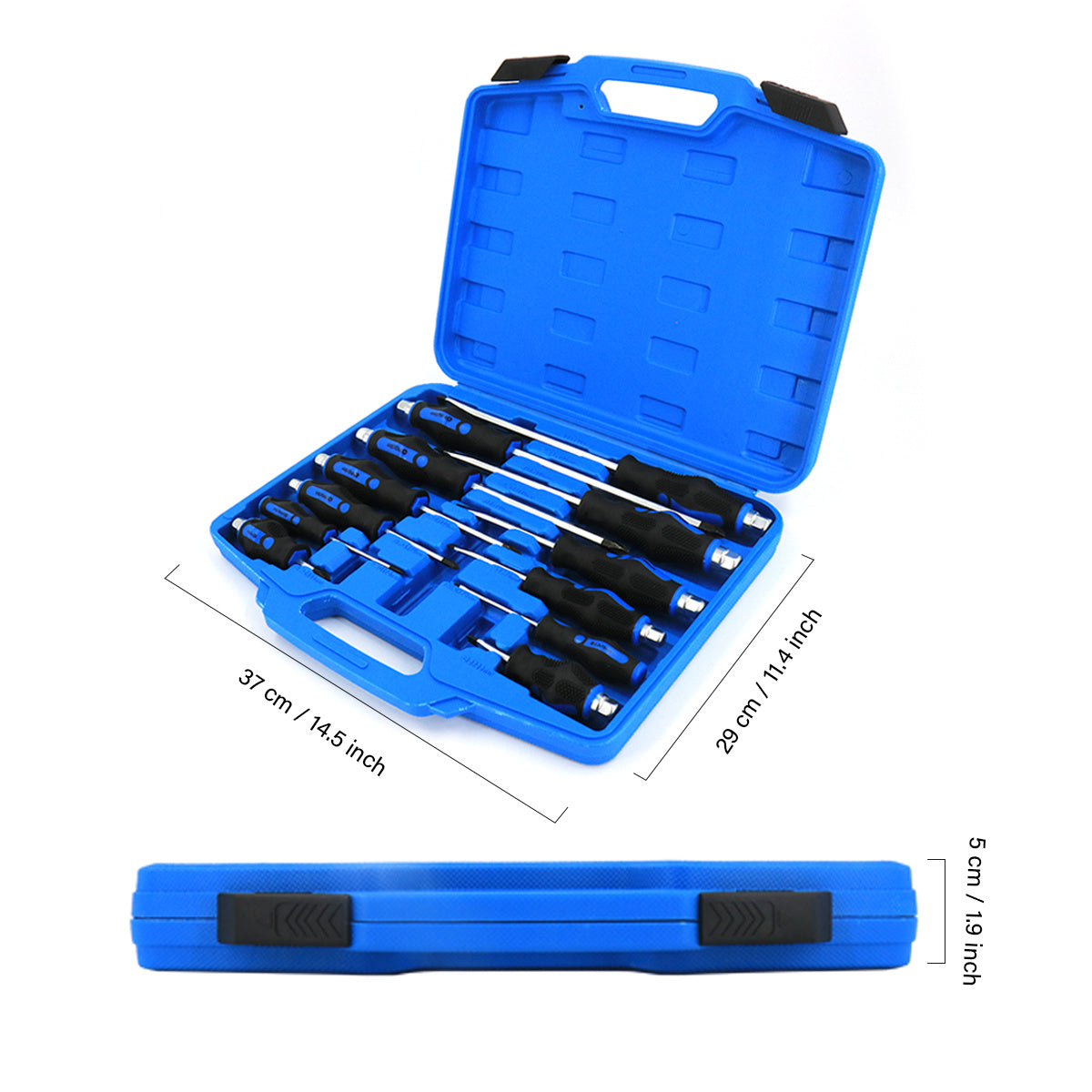 12pcs Magnetic Screwdriver Set for Small Screws Slotted Cross & Flat Multi Kit, Heavy Duty Screwdriver Set Go-Thru Steel Blades, Professional Level Handle, for Mechanics, Construction, Carpentry
