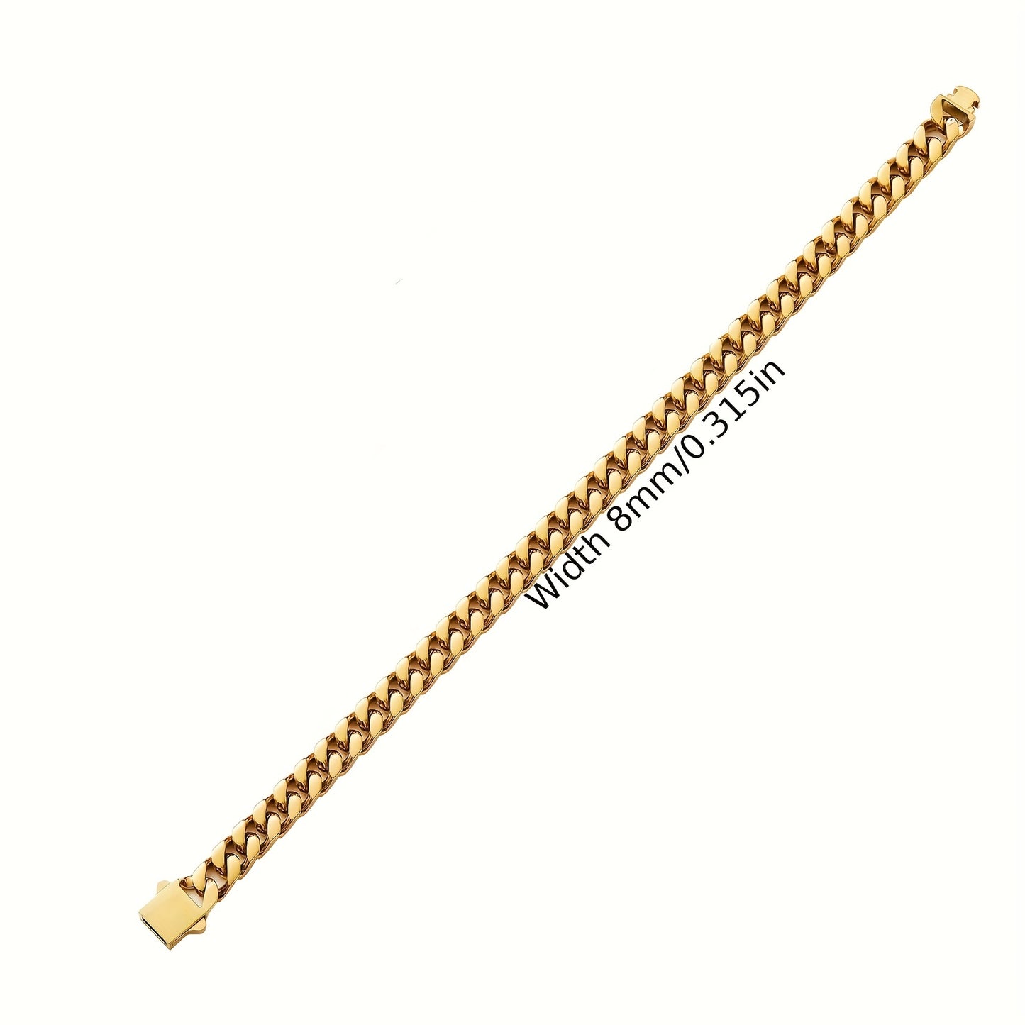 304L 304L Stainless Steel Men'S Bracelet Hip Hop 8.10.12Mm Glossy Spring Buckle Cuban Chain Plated 18K Gold Plated Real Golden Easy All-Matching Bracelet Hip Hop Jewelry
