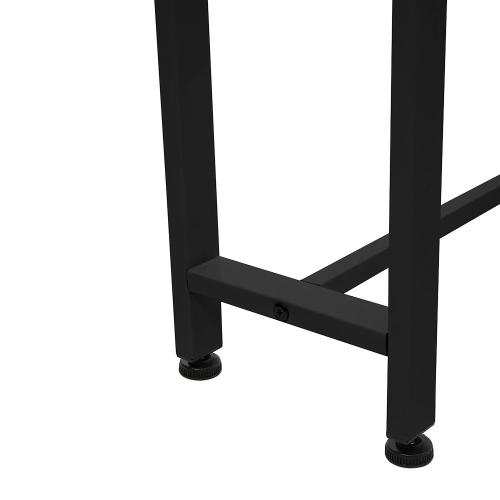 Minimalist Wooden Console Table - Slim Wall-Mounted Single/Double Tier Entryway Shelf with Carbon Steel Frame, Space-Saving Narrow Hallway Table, Bedroom/Living Room Table (80x20cm, MDF Wood + Black/White Metal)