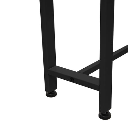 Minimalist Wooden Console Table - Slim Wall-Mounted Single/Double Tier Entryway Shelf with Carbon Steel Frame, Space-Saving Narrow Hallway Table, Bedroom/Living Room Table (80x20cm, MDF Wood + Black/White Metal)