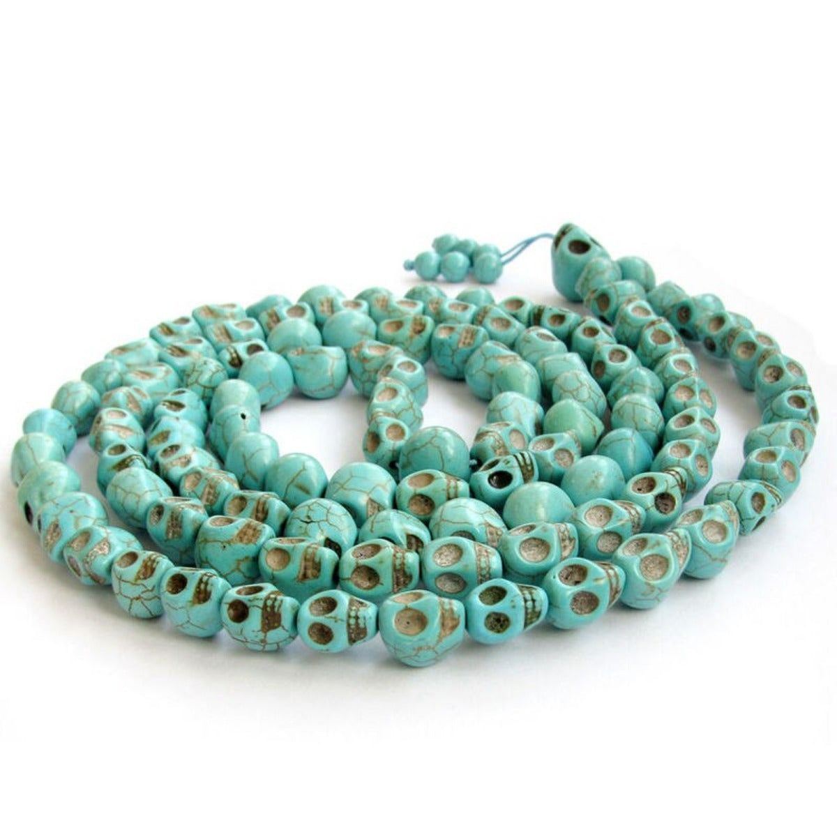 6mm White Blue Stone Beads 108 Skull Beads Punk Necklace